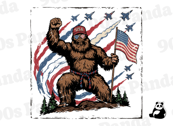 4th of July Bigfoot PNG: Patriotic Png for Creative Projects