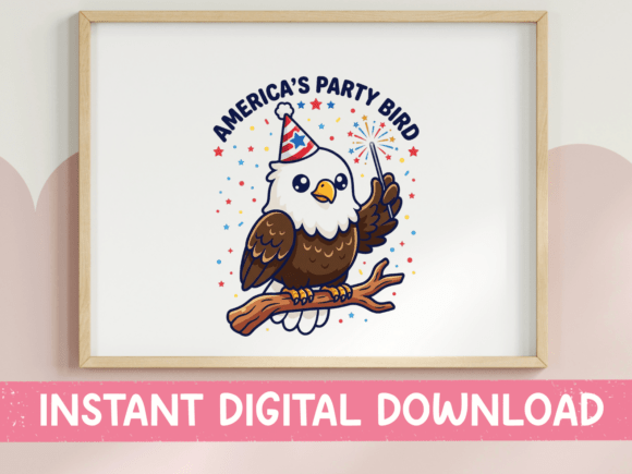 America's Party Bird Circular Eagle: A Festive Design Asset
