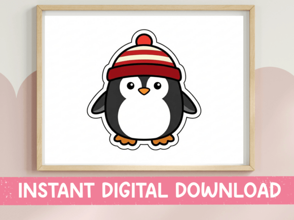 Cute Penguin Winter Hat Sticker Design: A Kawaii Essential