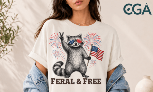 Feral and Free Patriotic Raccoon PNG: The Ultimate 4th of July Design