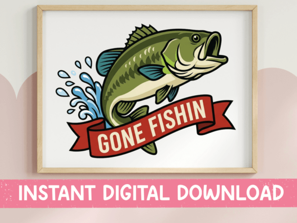 Gone Fishin Bass Fish Jumping: A Design Asset with Real Bite