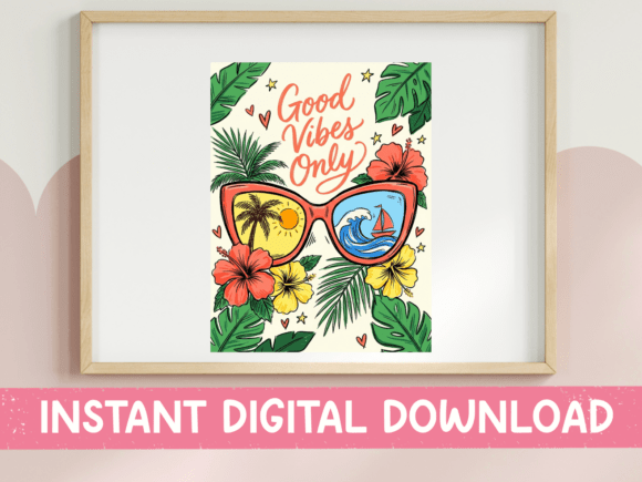 Good Vibes Only Tropical Sunglasses Art: A Lush Design for Every Project