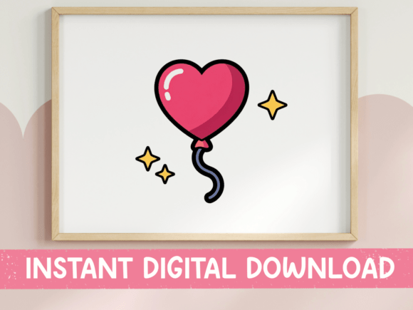 Heart Balloon with Gold Sparkles Sticker for Romantic Projects