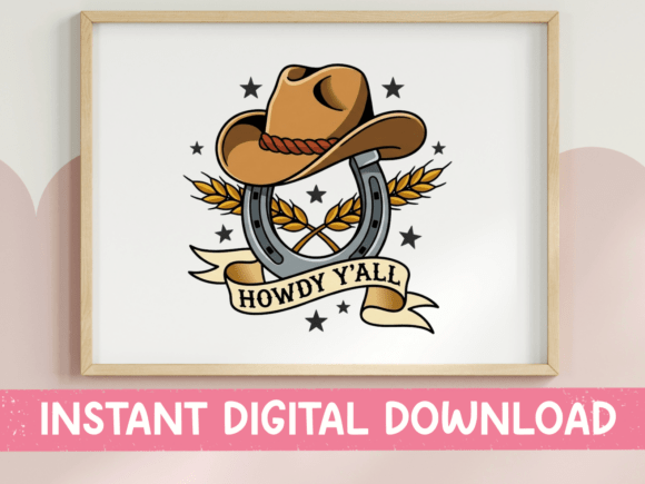 Howdy Yall Cowboy Hat Horseshoe Badge Design Guide