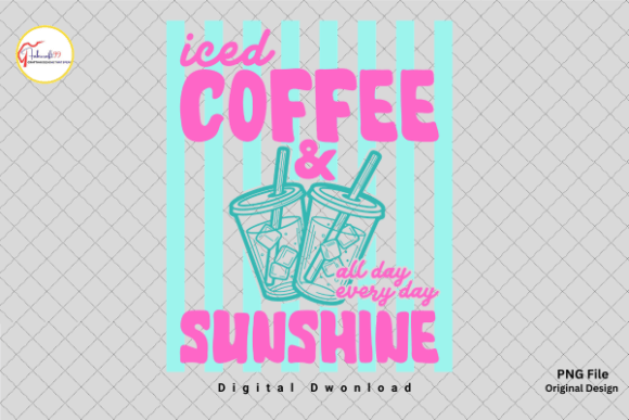 Iced Coffee Sunshine Summer PNG: Retro Vibes for Modern Design