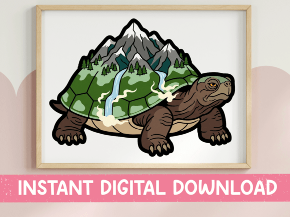 Mountain Landscape Tortoise Sticker: A Steady Symbol for Nature Brands