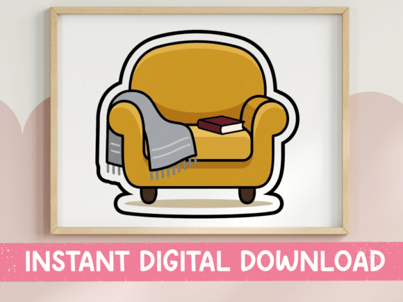 Reading Chair Armchair Cozy Sticker: Capture the Essence of a Perfect Reading Day