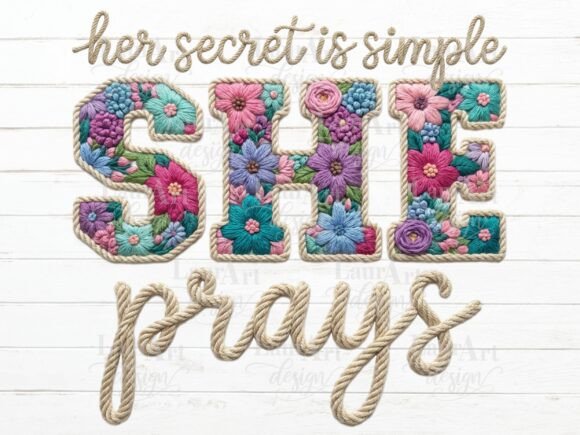 SHE Prays Faux Embroidery: A Creative Font for Faith-Based Design