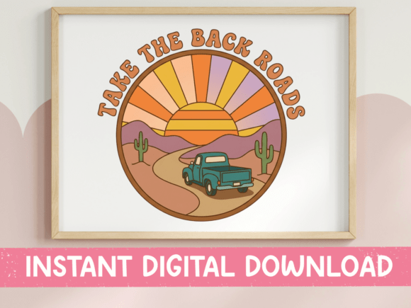 Take the Back Roads: Retro Desert SVG for Adventure