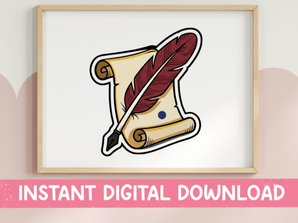 Timeless Charm: The Quill Pen and Scroll Parchment Sticker