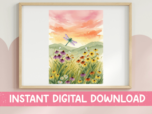 Watercolor Wildflower Meadow Dragonfly: A Painterly Escape