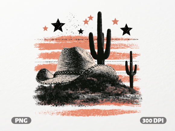Western Cowboy Hat Cactus Desert PNG: Capture the Frontier Spirit